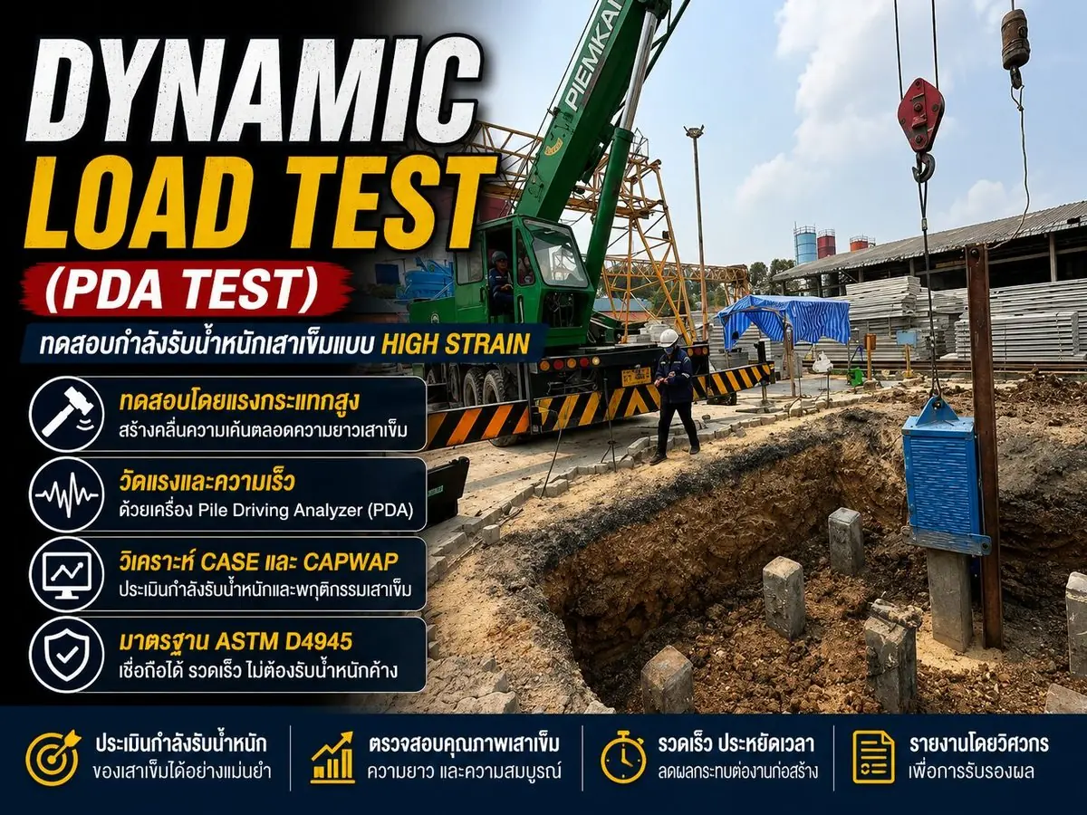 Dynamic Load Test (PDA Test) ทดสอบกำลังรับน้ำหนักเสาเข็ม