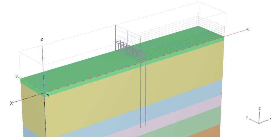 แบบจำลอง PLAXIS 3D ขั้นตอนสภาพดินเดิมก่อนก่อสร้าง