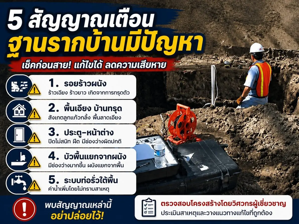 5 สัญญาณเตือนฐานรากบ้านมีปัญหา
