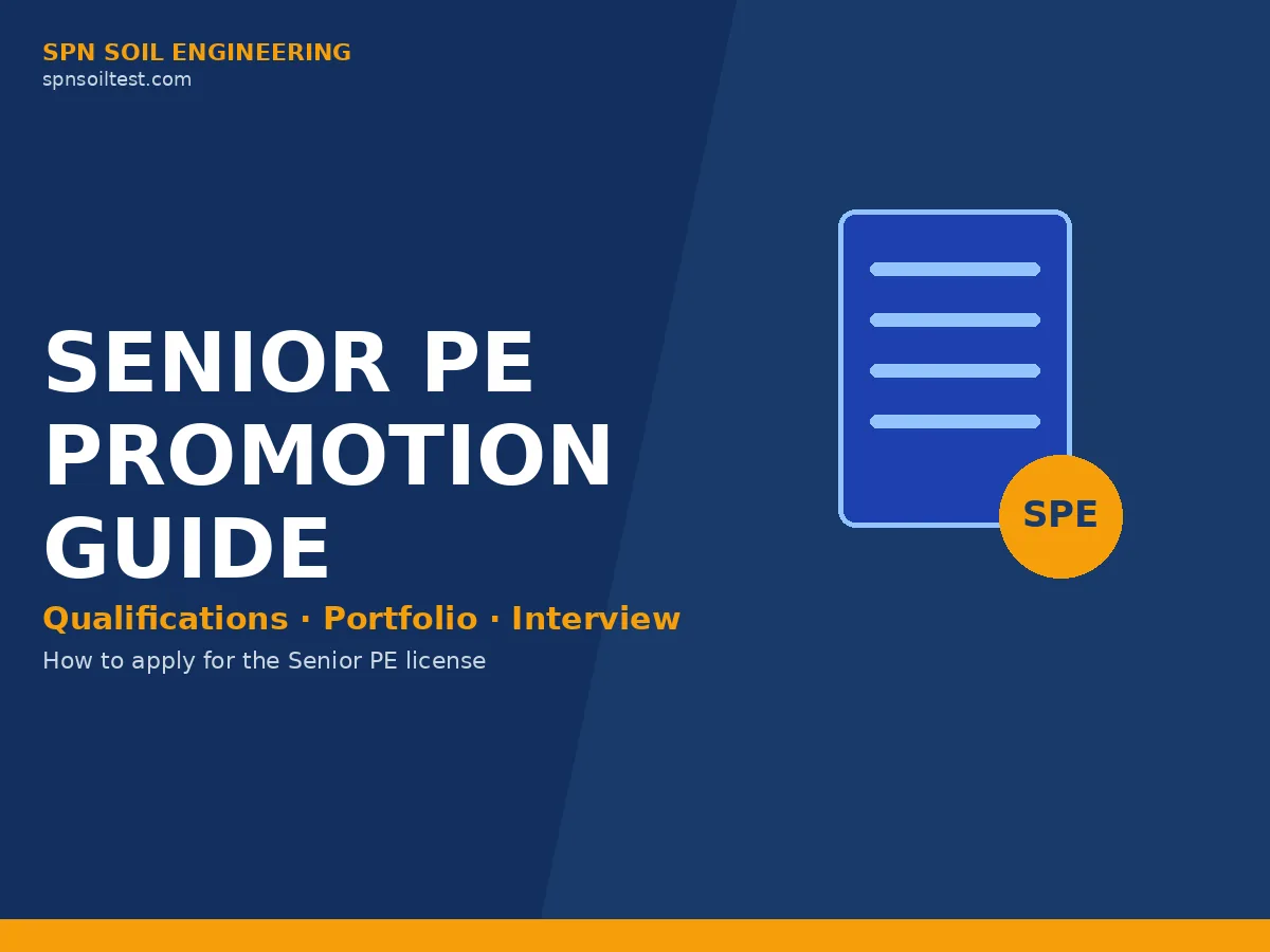 ภาพกราฟิกหัวข้อ Senior PE Promotion Guide คู่มือสอบเลื่อนระดับวุฒิวิศวกร