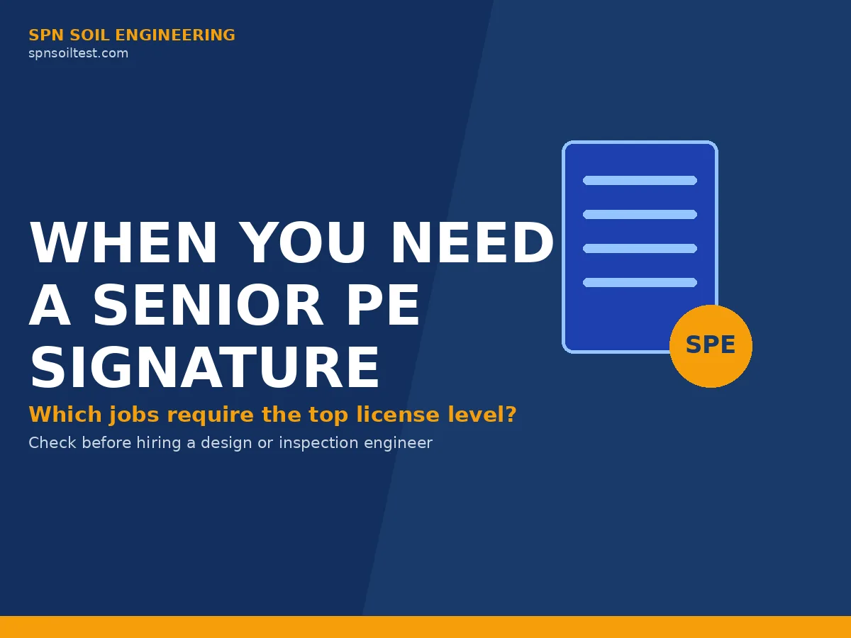 ภาพกราฟิกหัวข้อ When You Need a Senior PE Signature งานที่ต้องให้วุฒิวิศวกรเซ็นรับรอง