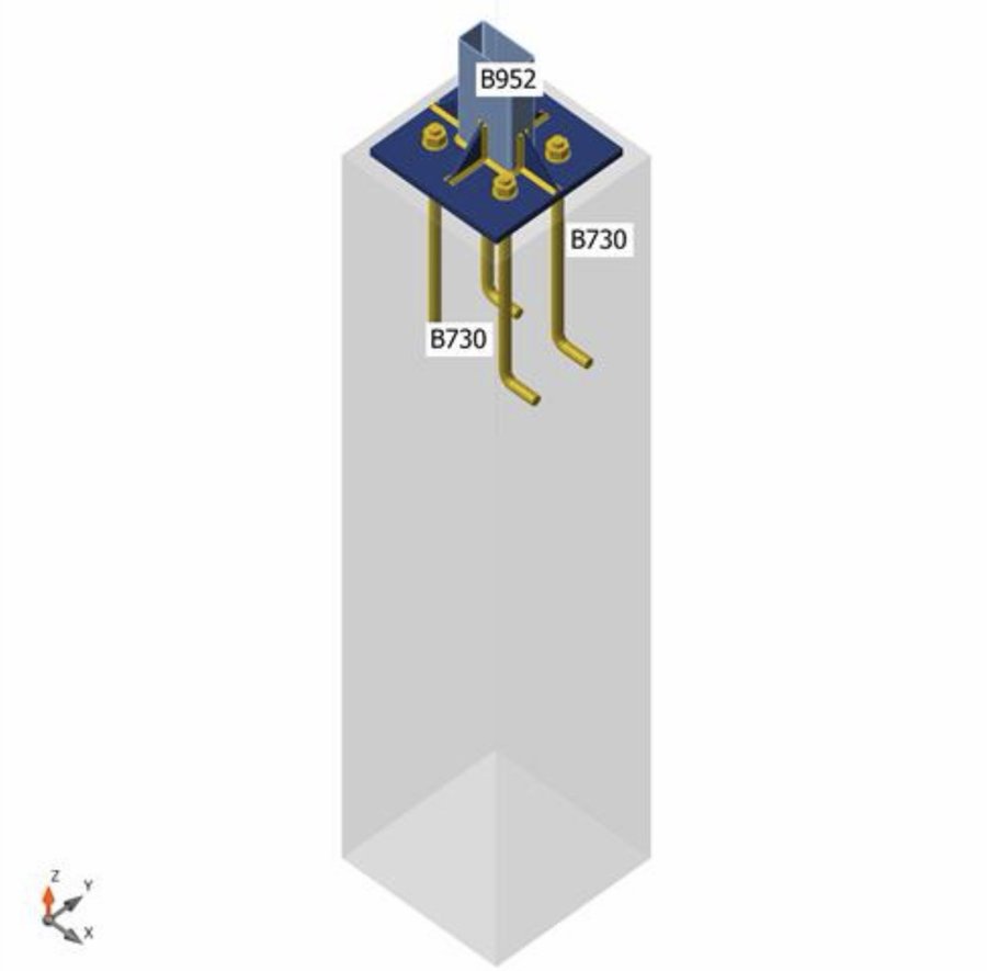 Base Plate Detail — แผ่นเหล็กฐานเสาและ Anchor Bolt บนตอม่อคอนกรีต