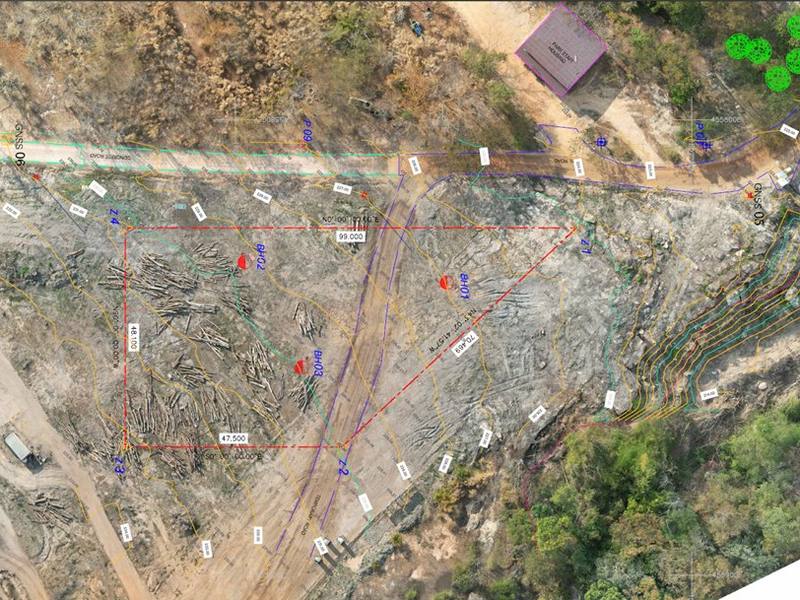 Borehole Plan — แผนผังจุดเจาะสำรวจ BH-01 ถึง BH-04