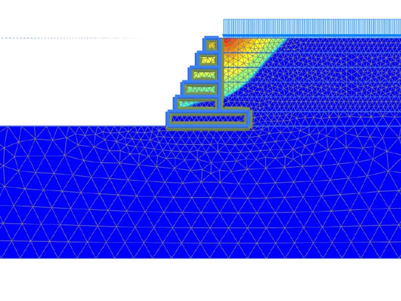 FEM Analysis — Stress Contour กำแพง Gabion