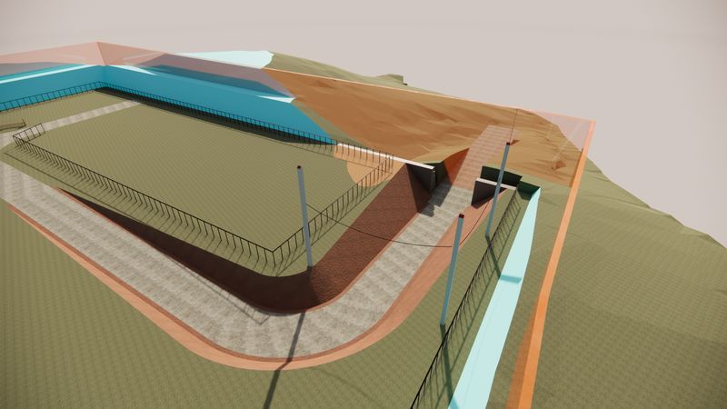 3D Render — ผลงานออกแบบพื้นที่ถม-ตัด พร้อมรั้วและกำแพงกันดิน