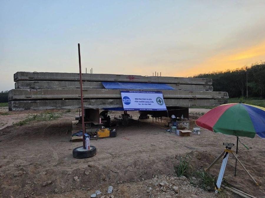 ทดสอบรับน้ำหนักเสาเข็มสถิต Static Pile Load Test SPN Pile Test Thailand