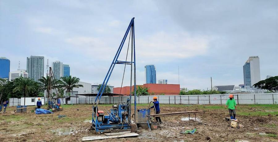 เจาะสำรวจดินโครงการคอนโดมิเนียมใจกลางกรุงเทพฯ Soil boring investigation for condominium project Bangkok