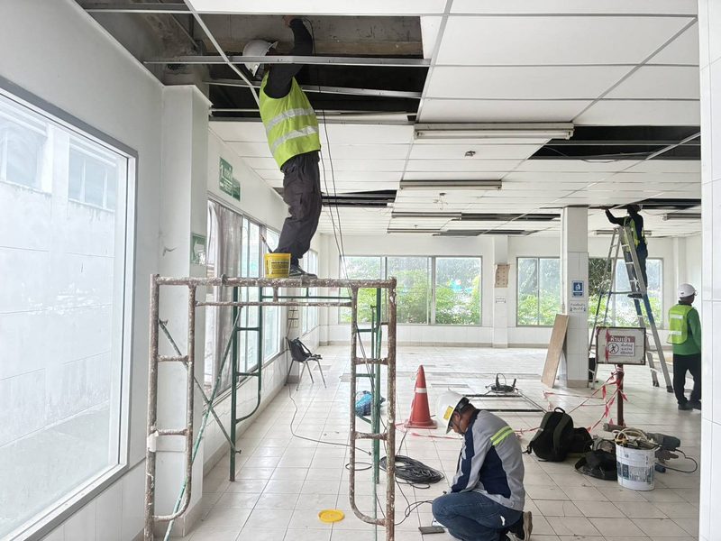 Ultrasonic Pulse Velocity — ทีมวิศวกร SPN ทดสอบคานพื้นในอาคารสำนักงาน