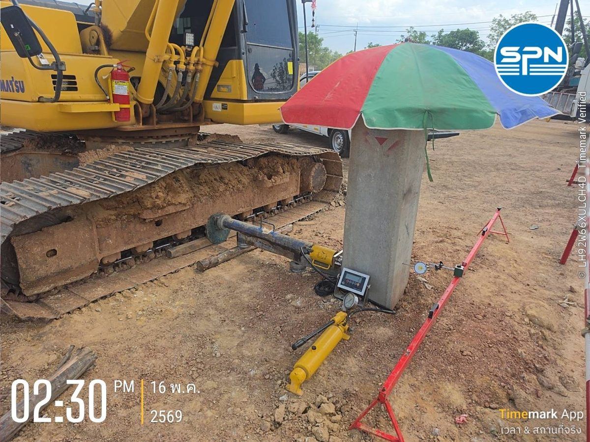 ติดตั้ง Hydraulic Jack และ Dial Gauge สำหรับทดสอบ Lateral Pile Load Test หน้างานจริง